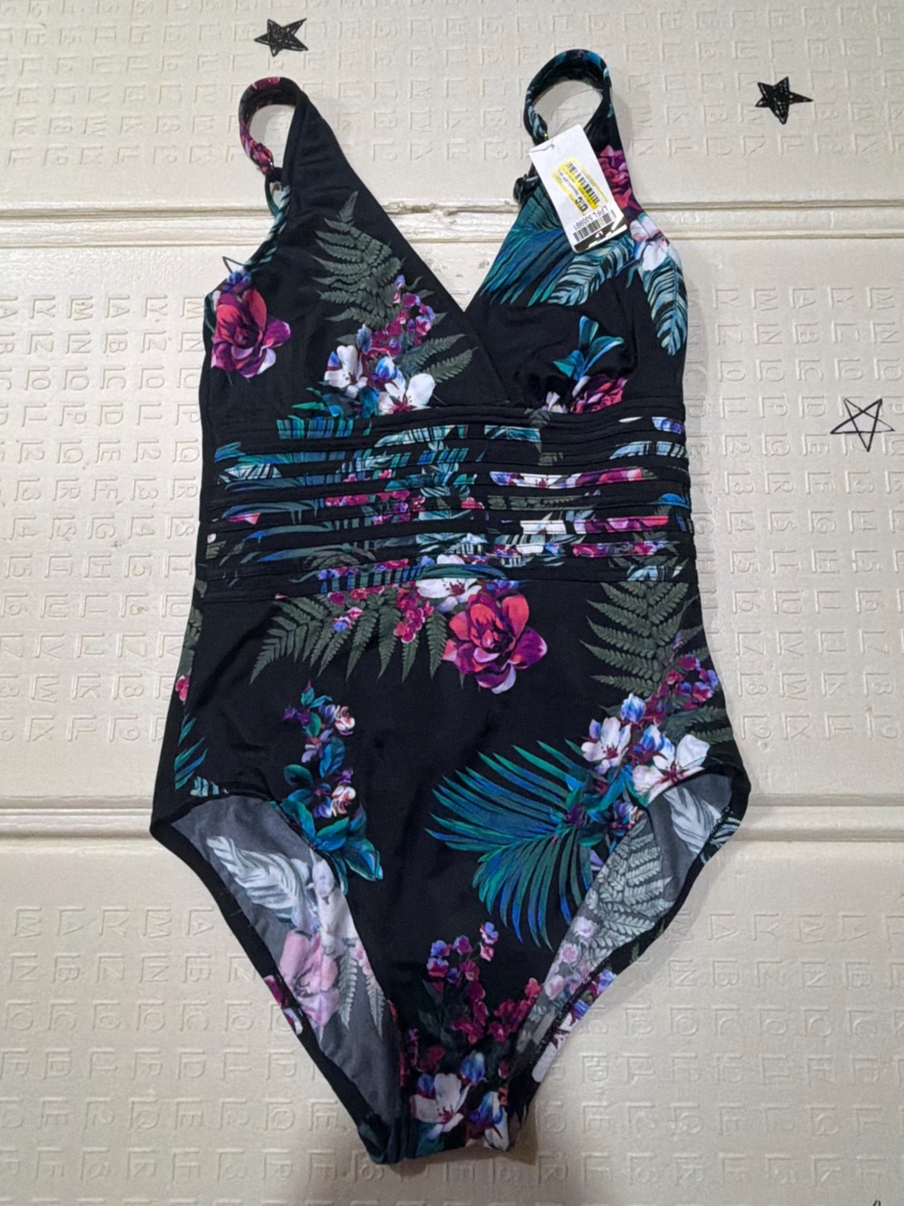 C&C California Black Tropical Floral Halter Top